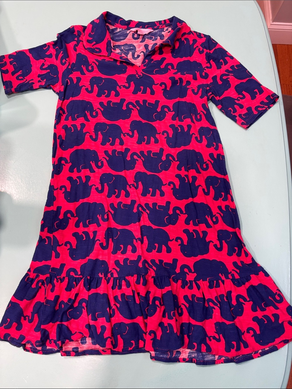Lilly Pulitzer Tusk in Sun Hot Pink Dress with Navy Elephant Print
